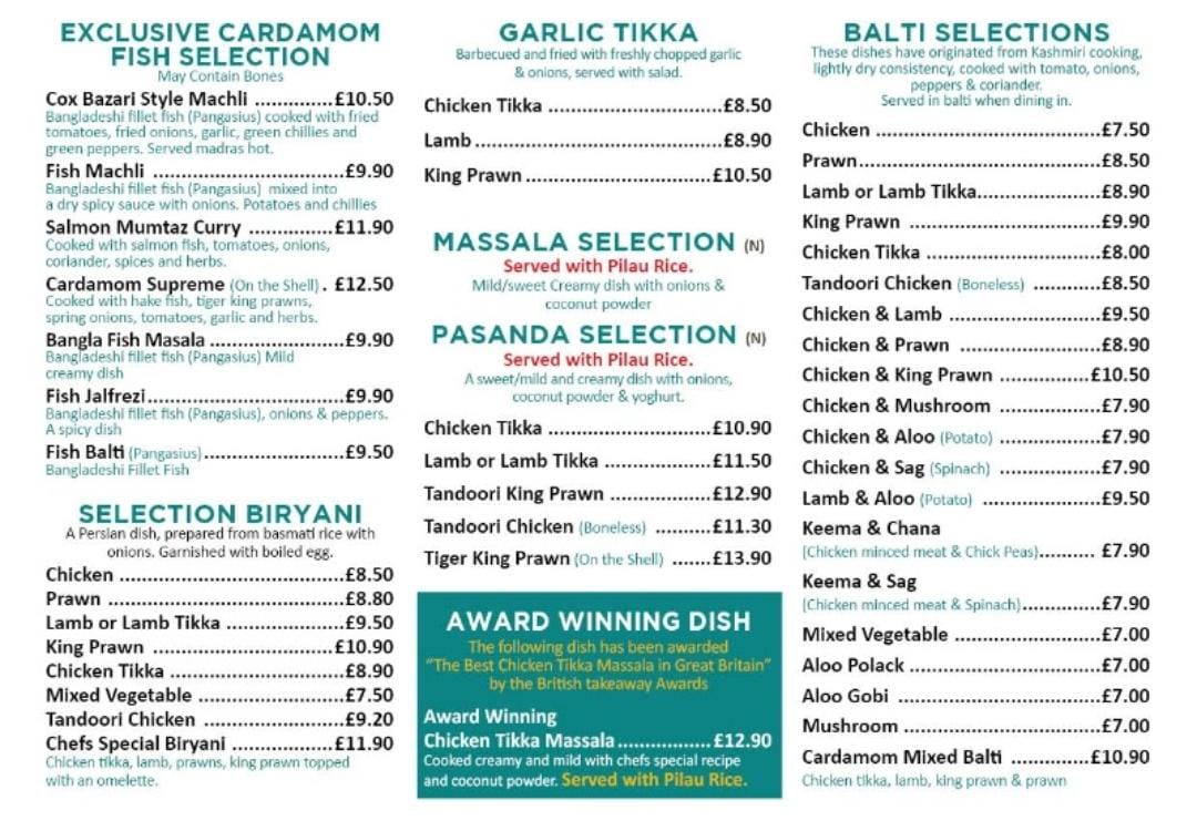 Takeaway/Delivery – Cardamon